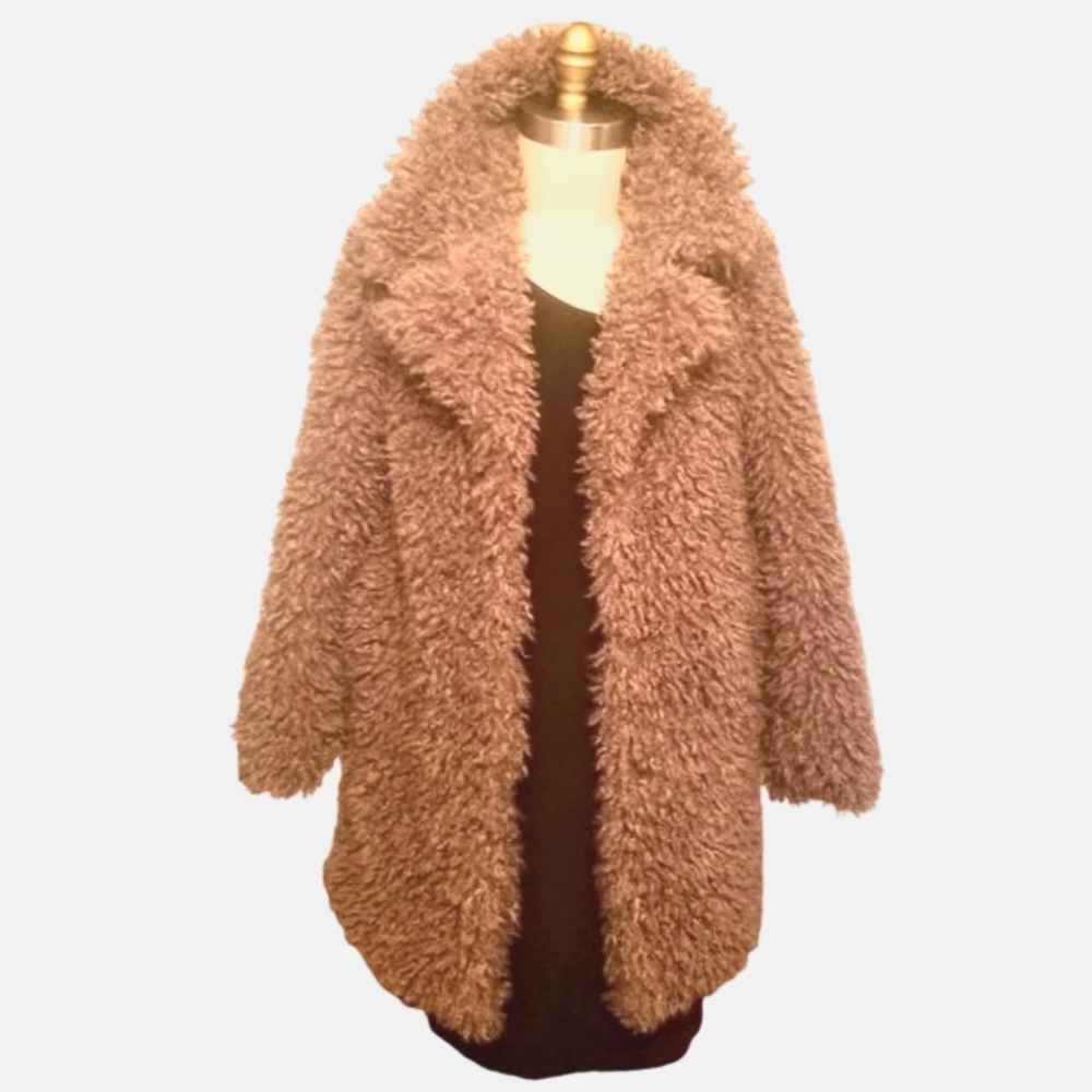 NWOT | ZARA OUTERWEAR | Warm Light Brown | Faux Fur Shearling Coat | Size: XS - Picture 9 of 16